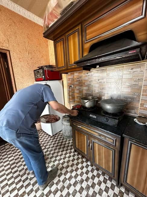 cooking traditional food in Samarkand with local people - Salads, other dishes, and the tandir oven