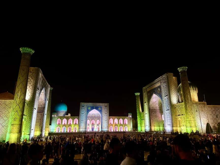 Samarkand Moonlight Tour: A Timeless Night Experience - Registan Square under evening lights